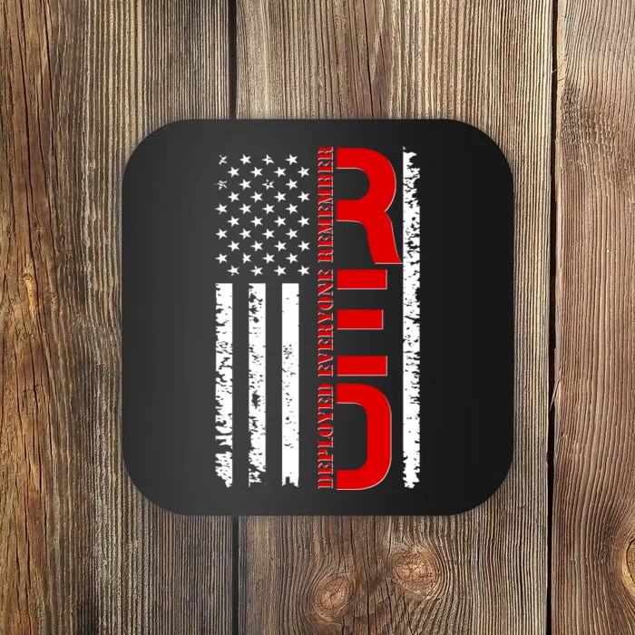 RED Remember Everyone Deployed Distressed US Flag Coaster