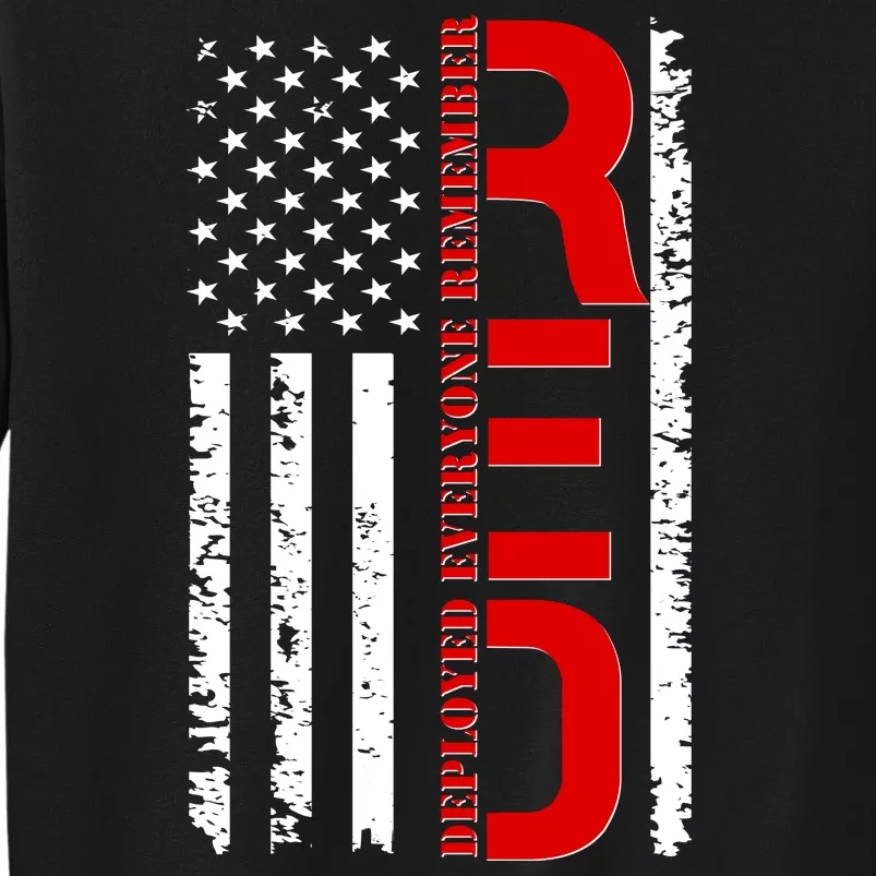 RED Remember Everyone Deployed Distressed US Flag Tall Sweatshirt