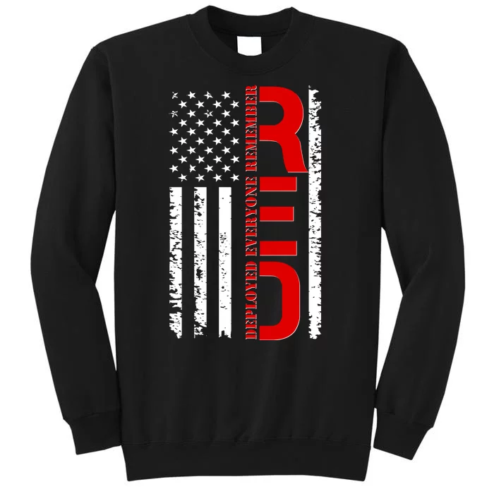 RED Remember Everyone Deployed Distressed US Flag Tall Sweatshirt