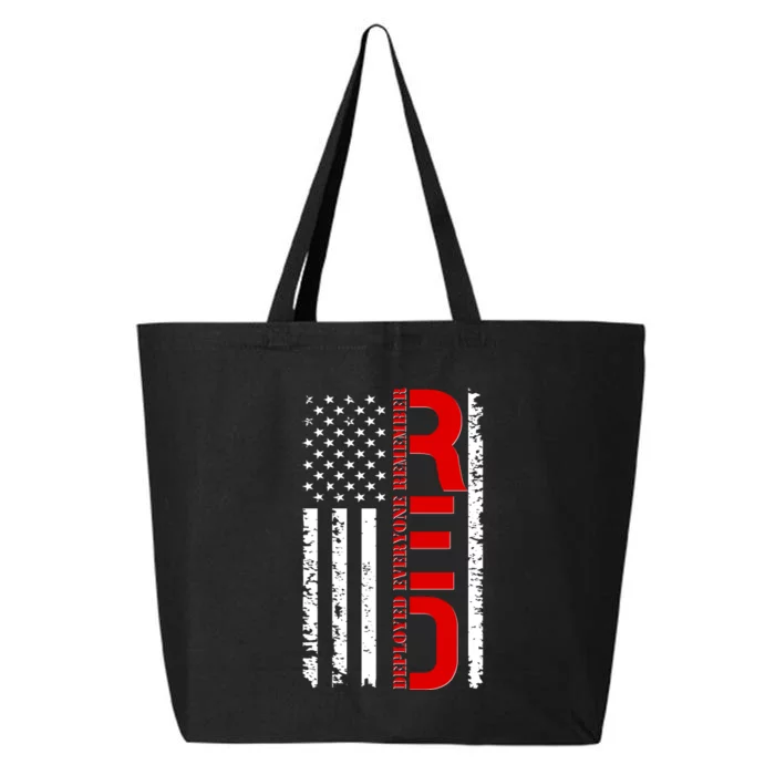 RED Remember Everyone Deployed Distressed US Flag 25L Jumbo Tote