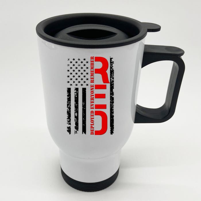 RED Remember Everyone Deployed Distressed US Flag Front & Back Stainless Steel Travel Mug