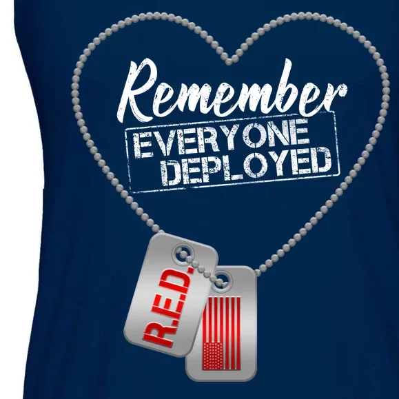 RED Remember Everyone Deployed Dog tags Ladies Essential Flowy Tank