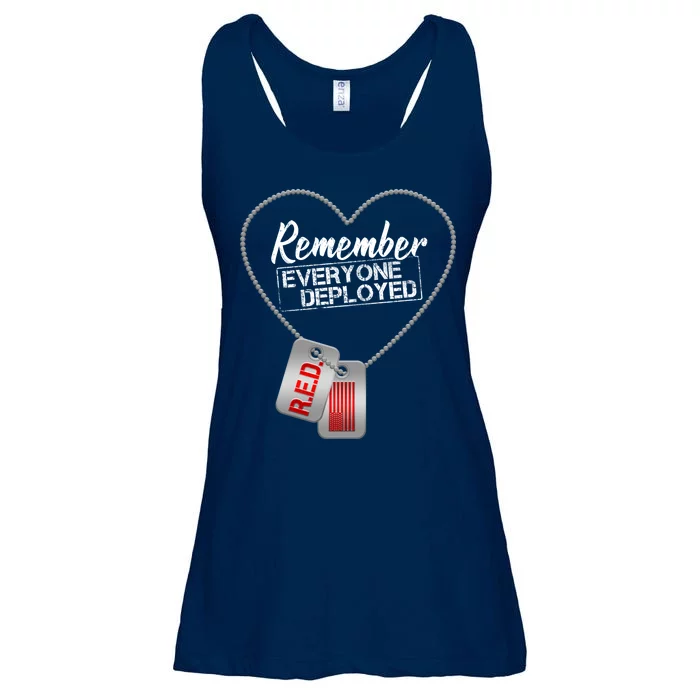 RED Remember Everyone Deployed Dog tags Ladies Essential Flowy Tank