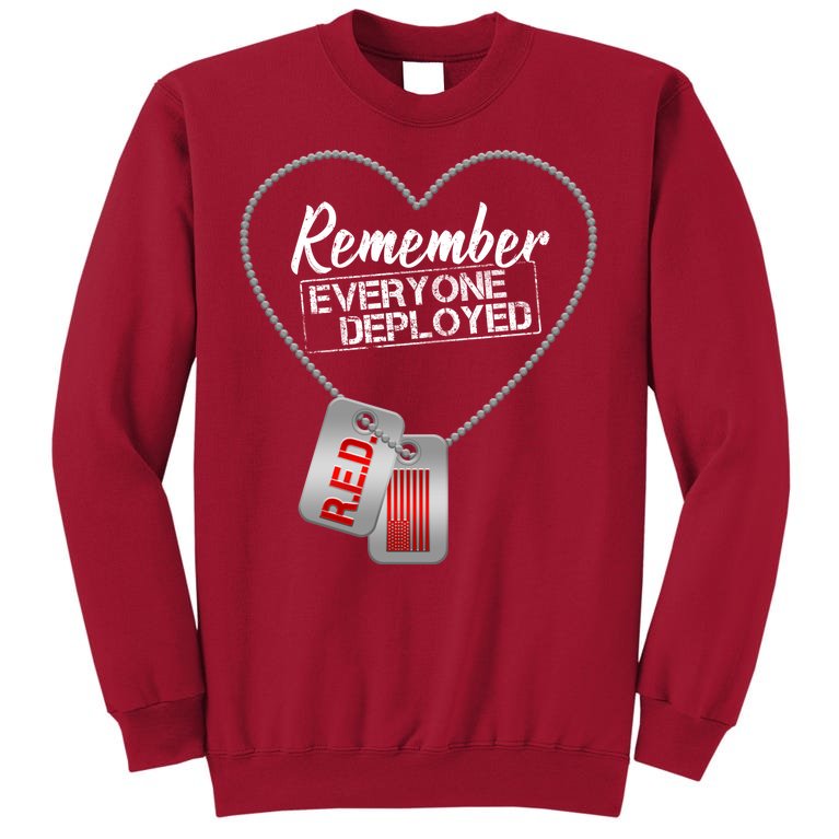 RED Remember Everyone Deployed Dog tags Tall Sweatshirt