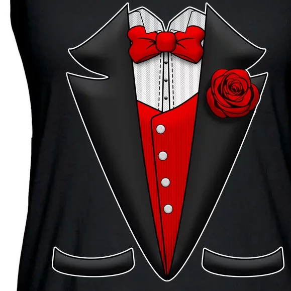 Red Rose Tuxedo Ladies Essential Flowy Tank