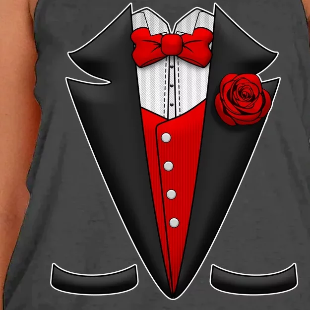 Red Rose Tuxedo Women's Knotted Racerback Tank