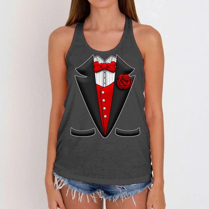 Red Rose Tuxedo Women's Knotted Racerback Tank