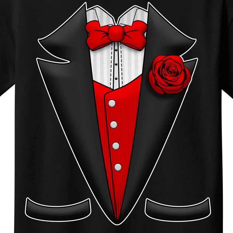 Red Rose Tuxedo Kids T-Shirt