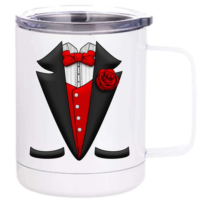 Red Rose Tuxedo Front & Back 12oz Stainless Steel Tumbler Cup