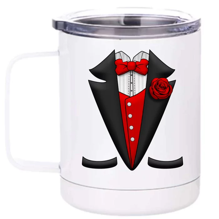 Red Rose Tuxedo Front & Back 12oz Stainless Steel Tumbler Cup