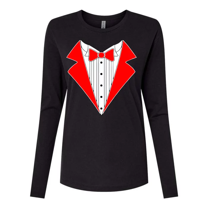 Red Tuxedo Wedding Tux Womens Cotton Relaxed Long Sleeve T-Shirt