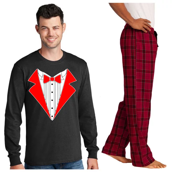 Red Tuxedo Wedding Tux Long Sleeve Pajama Set