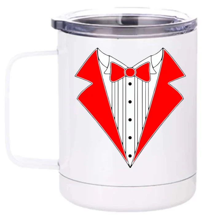 Red Tuxedo Wedding Tux Front & Back 12oz Stainless Steel Tumbler Cup