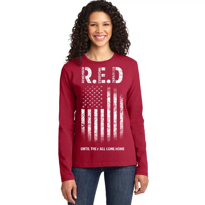 Red Until They All Come Home Ladies Long Sleeve Shirt