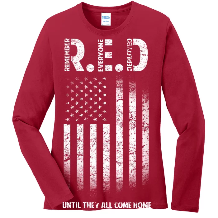 Red Until They All Come Home Ladies Long Sleeve Shirt