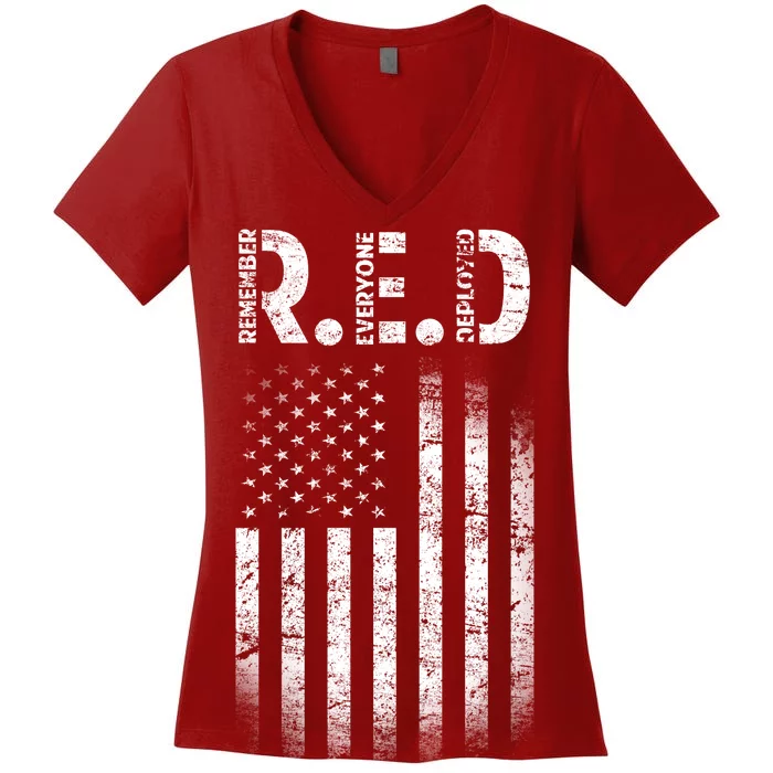 Red Until They All Come Home Women's V-Neck T-Shirt