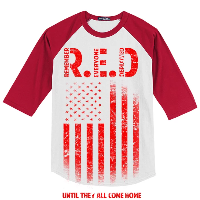 Red Until They All Come Home Kids Colorblock Raglan Jersey