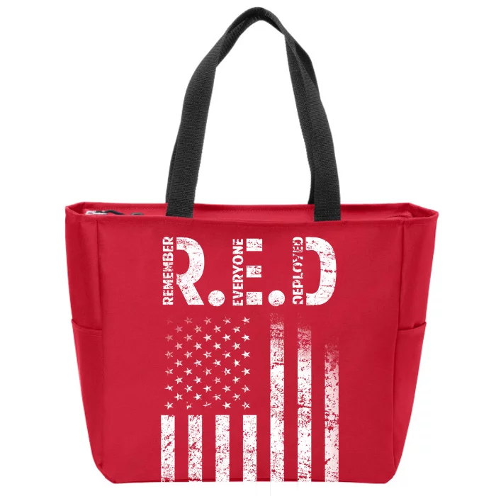 Red Until They All Come Home Zip Tote Bag