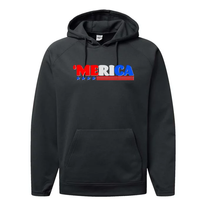 Red White & Blue 'Merica 4th Of July Performance Fleece Hoodie