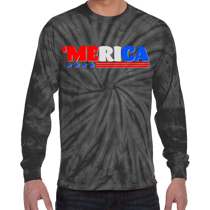 Red White & Blue 'Merica 4th Of July Tie-Dye Long Sleeve Shirt