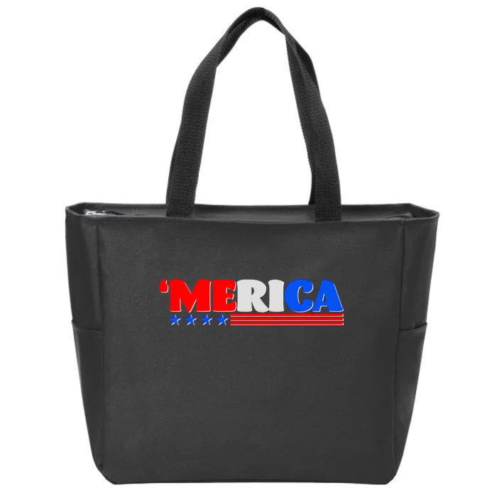 Red White & Blue 'Merica 4th Of July Zip Tote Bag