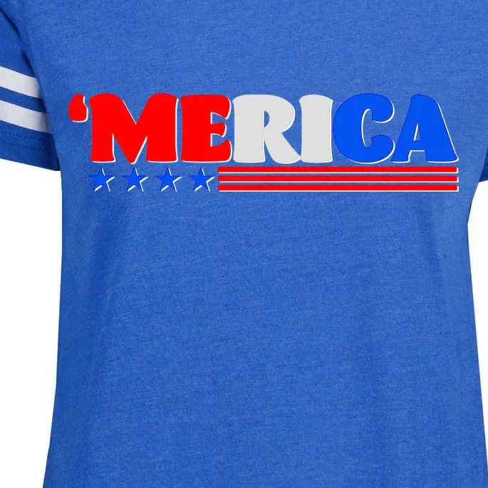 Red White & Blue 'Merica 4th Of July Enza Ladies Jersey Football T-Shirt