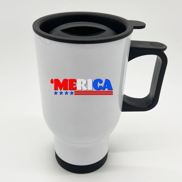 Red White & Blue 'Merica 4th Of July Front & Back Stainless Steel Travel Mug