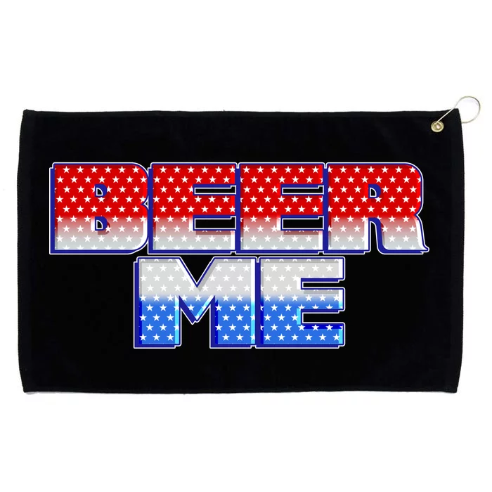 Red White And Blue Beer Me Grommeted Golf Towel