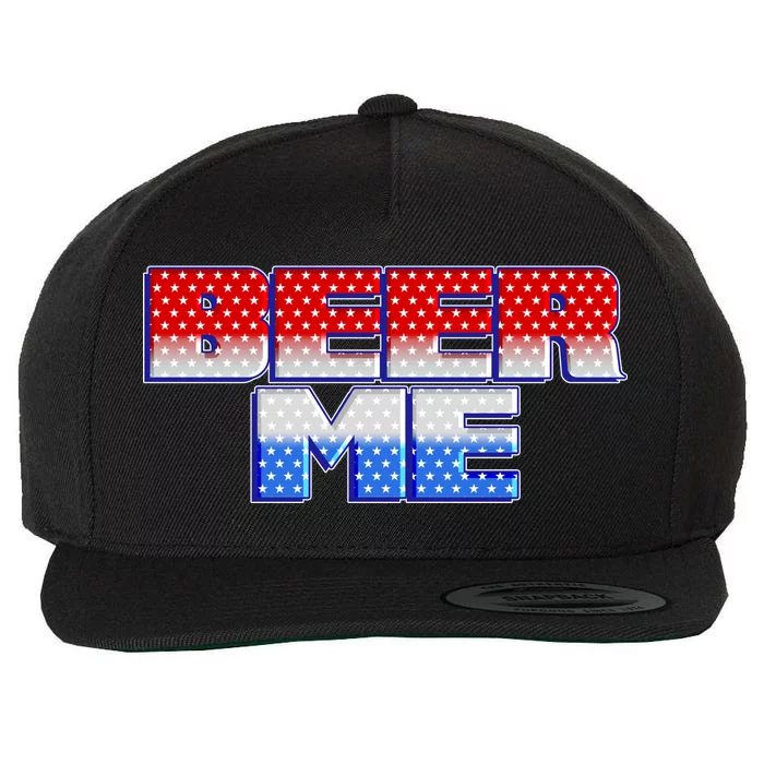 Red White And Blue Beer Me Wool Snapback Cap