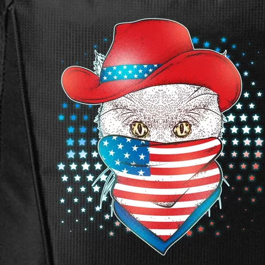 Red White and Blue Cowboy Cat City Backpack