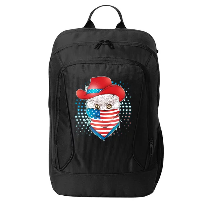 Red White and Blue Cowboy Cat City Backpack