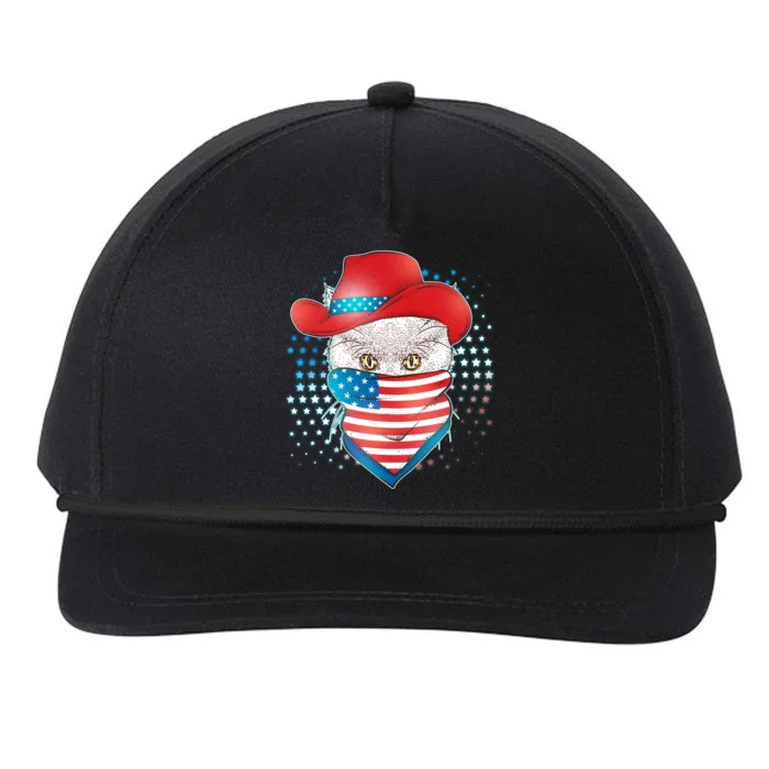 Red White and Blue Cowboy Cat Snapback Five-Panel Rope Hat