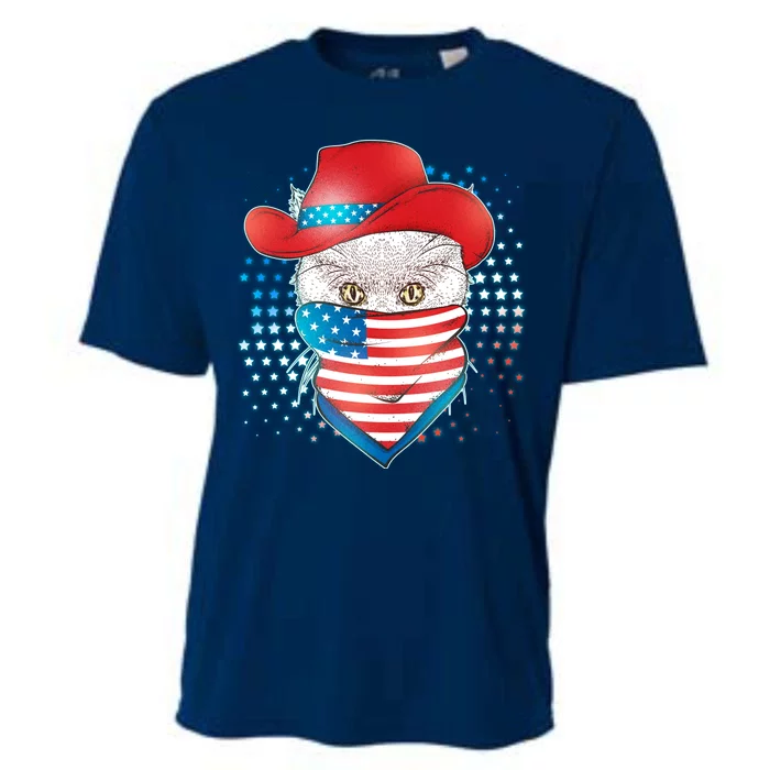 Red White and Blue Cowboy Cat Cooling Performance Crew T-Shirt