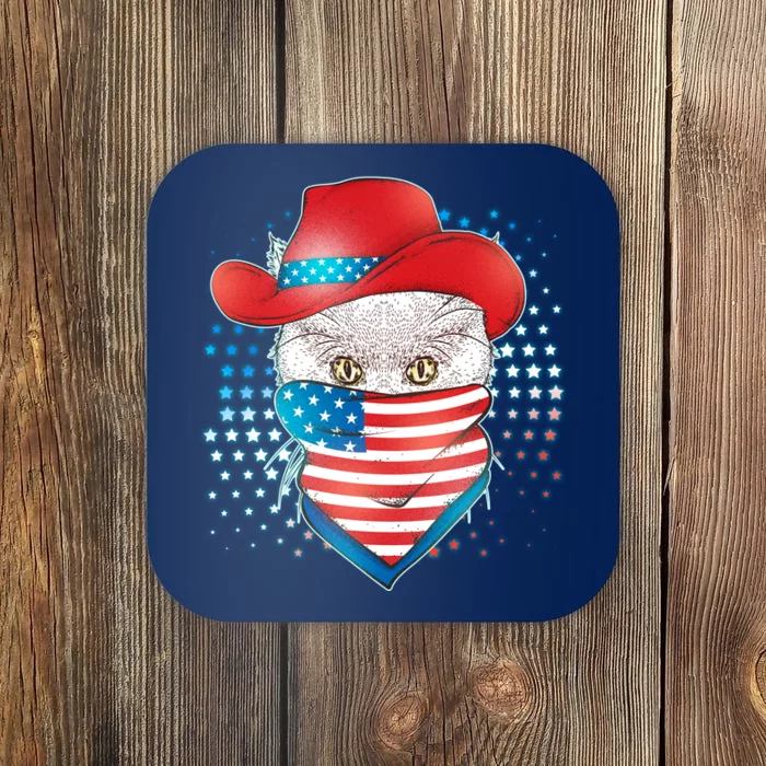 Red White and Blue Cowboy Cat Coaster