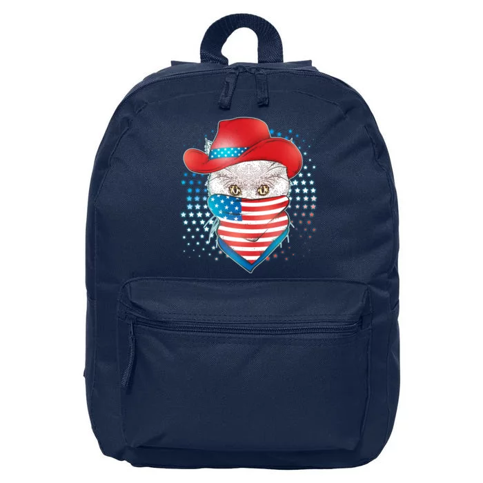 Red White and Blue Cowboy Cat 16 in Basic Backpack