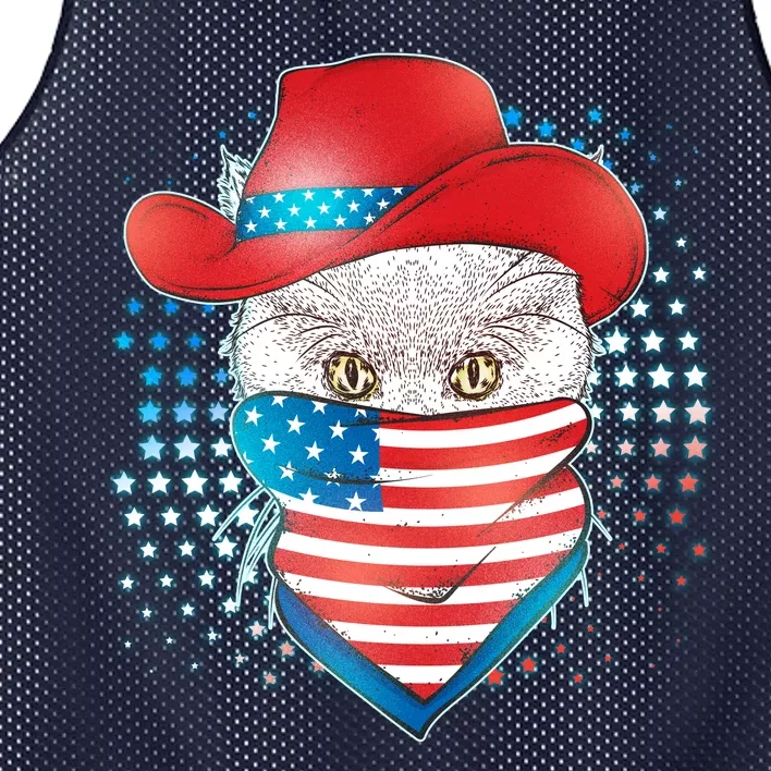 Red White and Blue Cowboy Cat Mesh Reversible Basketball Jersey Tank