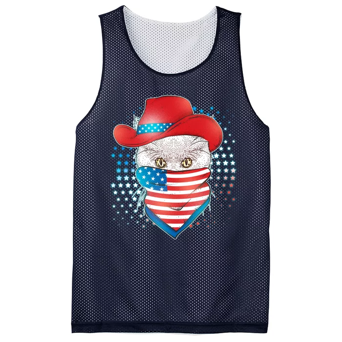 Red White and Blue Cowboy Cat Mesh Reversible Basketball Jersey Tank