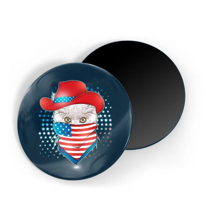 Red White and Blue Cowboy Cat Magnet