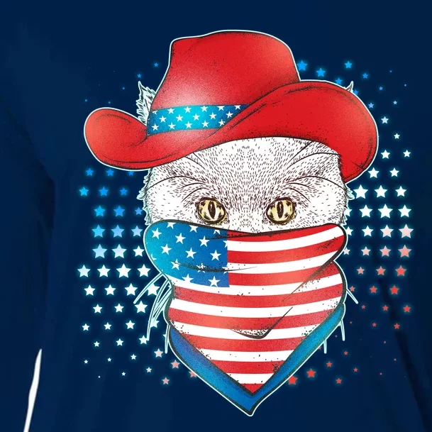 Red White and Blue Cowboy Cat Cooling Performance Long Sleeve Crew