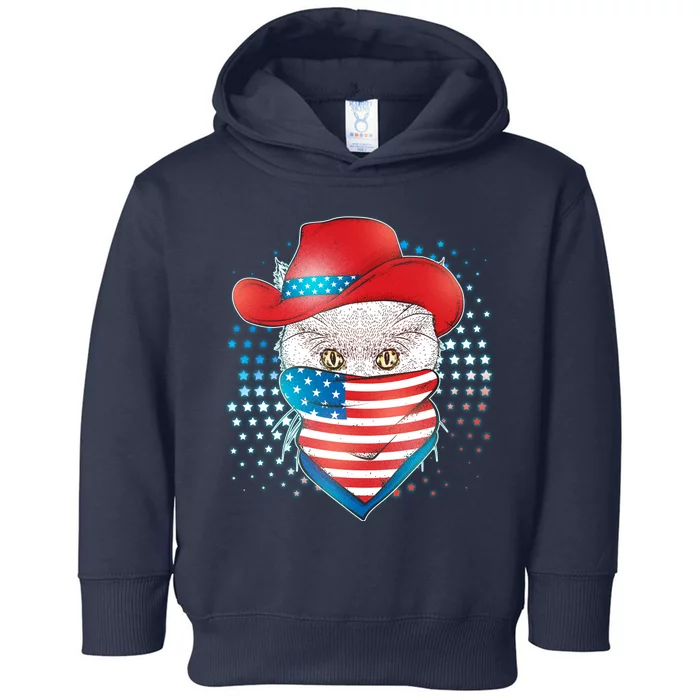 Red White and Blue Cowboy Cat Toddler Hoodie