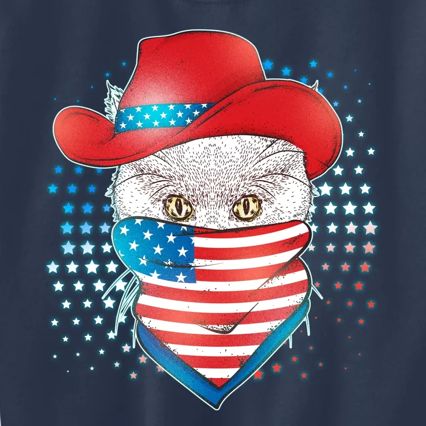 Red White and Blue Cowboy Cat Kids Sweatshirt