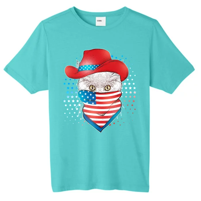 Red White and Blue Cowboy Cat ChromaSoft Performance T-Shirt