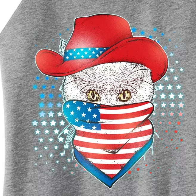 Red White and Blue Cowboy Cat Women’s Perfect Tri Rocker Tank