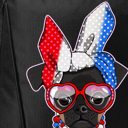 Red White And Blue Hipster Pug City Backpack