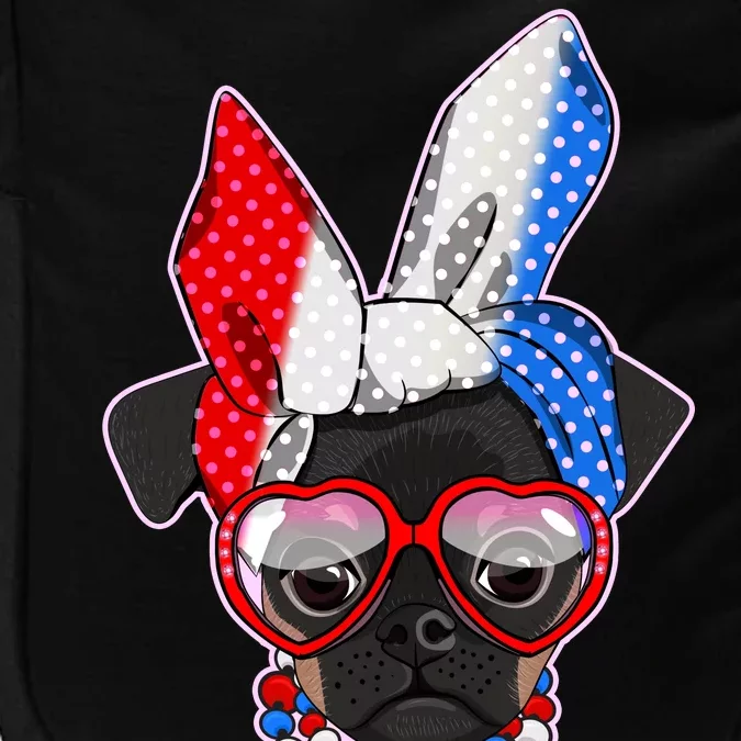 Red White And Blue Hipster Pug Impact Tech Backpack