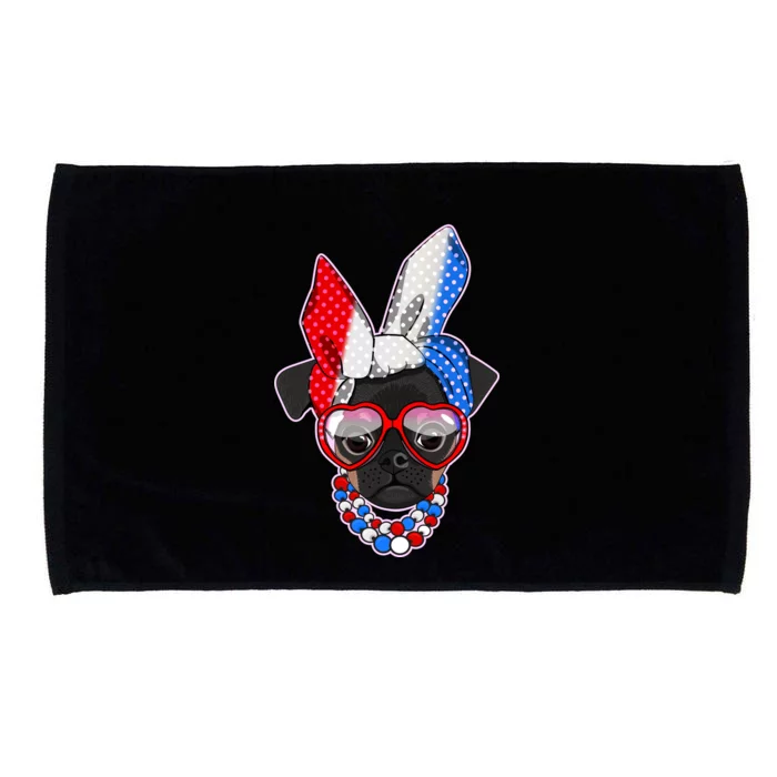 Red White And Blue Hipster Pug Microfiber Hand Towel