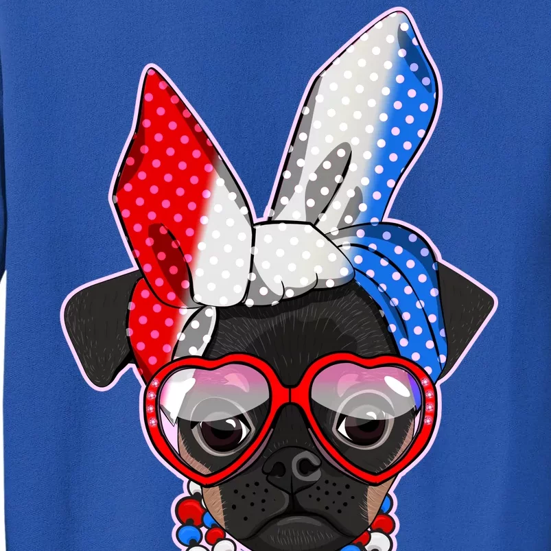 Red White And Blue Hipster Pug Tall Sweatshirt