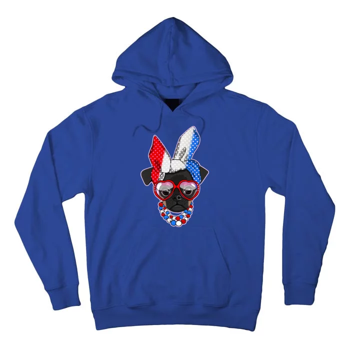 Red White And Blue Hipster Pug Tall Hoodie