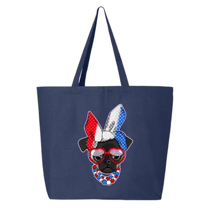 Red White And Blue Hipster Pug 25L Jumbo Tote