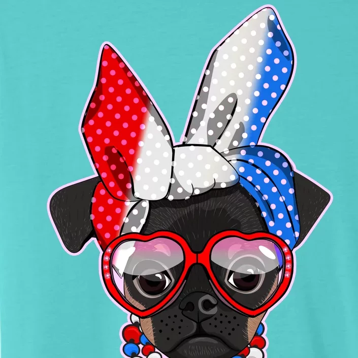 Red White And Blue Hipster Pug ChromaSoft Performance T-Shirt